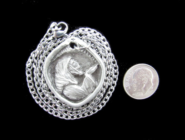 St. Amand: Patron of Waitresses, Waiters, Bartenders, Vintners, Brewers; Handmade Medal on Chain