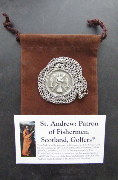St. Andrew Medal on Chain: Patron of Fishermen, Golfers, Scotland