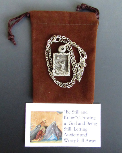 Be Still and Know: Letting Anxiety & Worry Fall Away, Trusting; Hand-carved Medal on Chain