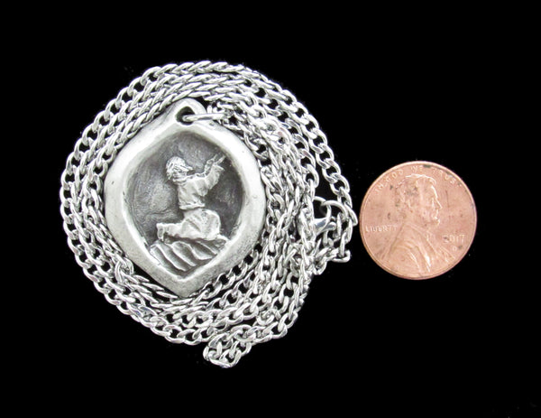 St. Benedict Joseph Labre: Patron of Alzheimer’s Patients and Their Caregivers, Handmade Medal on Chain