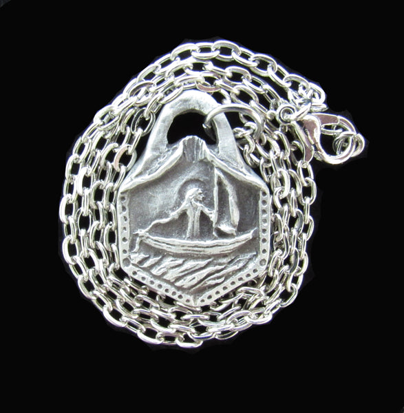 St. Brendan, Patron of Sailors, Kayakers, Canoers, Handmade Medal on Chain