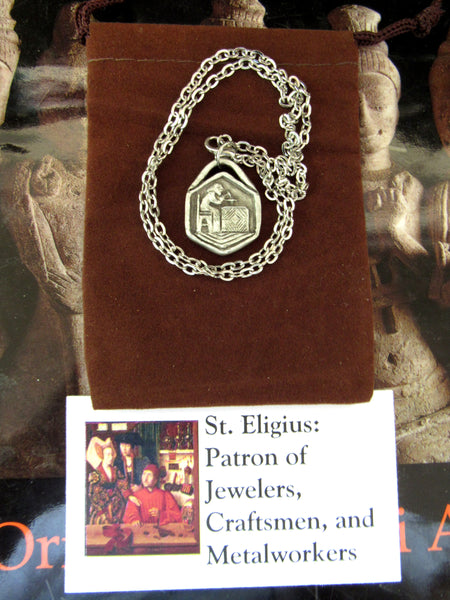 St. Eligius: Patron of Jewelers / Metalworkers; Handmade Pendant on Chain