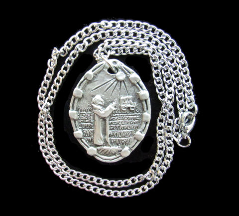 Patron Saint of Taxi and Delivery Drivers: St. Fiacre, Handmade Medal on a Chain