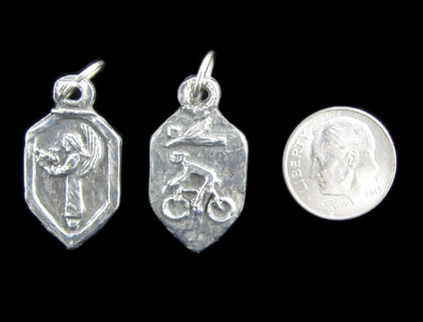 Guardian Angel of Bicyclists, Handmade Pendant/Medallion