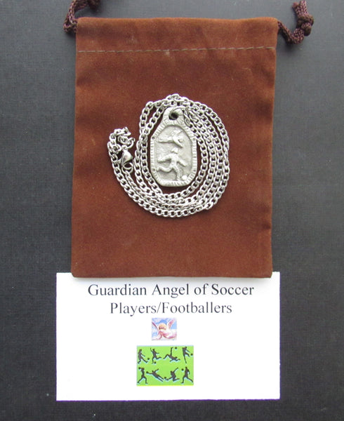 Guardian Angel of Soccer Players / Footballers, Handmade Medal on Chain