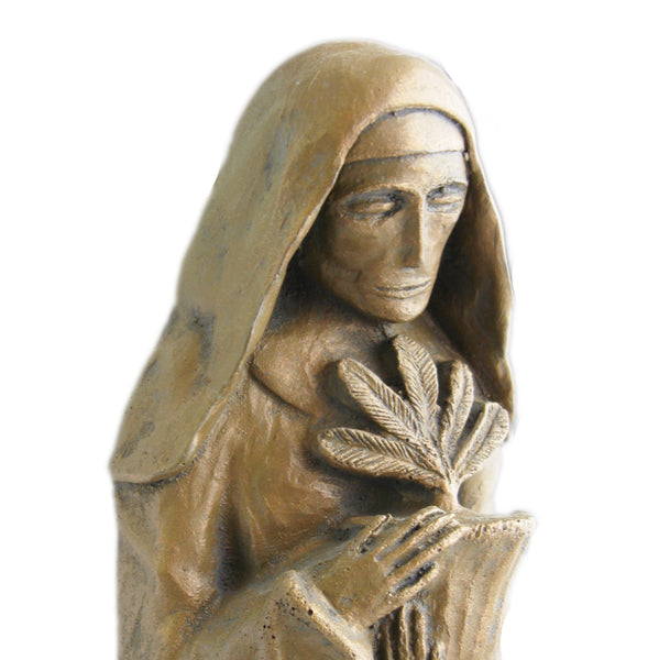 St. Hildegard of Bingen, Patron of Gardeners, Musicians, and Women Physicians; Handmade Sculpture