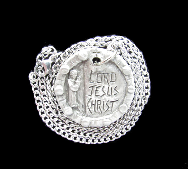The Jesus Prayer: Handmade Prayer Wheel/Pendant/Medal on Chain, for Meditation, Calm, Peace