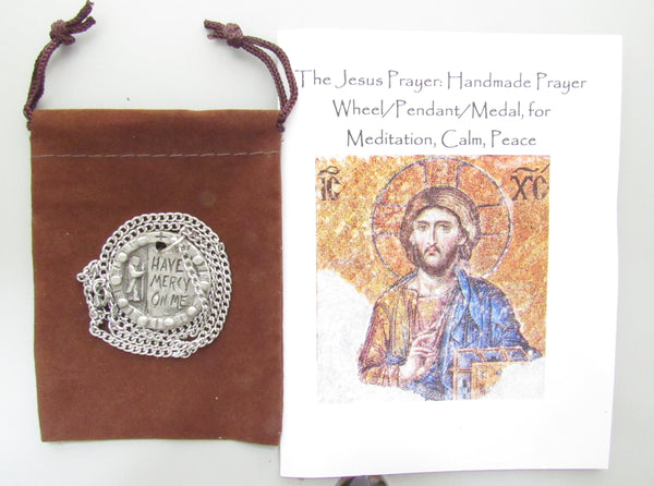 The Jesus Prayer: Handmade Prayer Wheel/Pendant/Medal on Chain, for Meditation, Calm, Peace