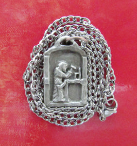 St. Joseph, Patron of Fathers, Workers, Carpenters, Handmade Medal on Chain