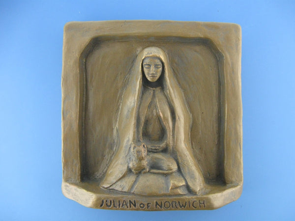 Handmade Julian of Norwich Statue: Patron of Cats / "All Shall Be Well"