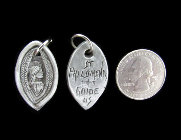 Handmade Medal of St. Philomena: Patron of Teenagers, and Their Mothers; and Miracle-Worker