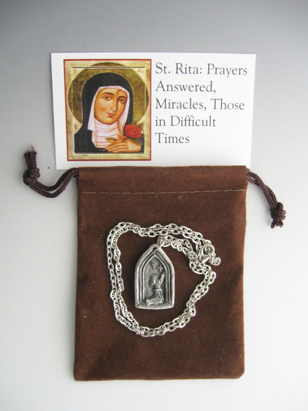 St. Rita: Prayers Answered, Miracles, Those in Difficult Times; Handmade Medal on Chain