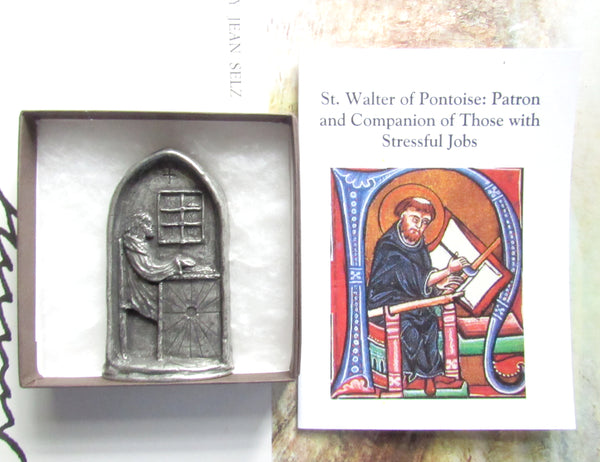 Patron of Those with Stressful Jobs: St. Walter of Pontoise; Handmade Desktop Pewter Statue