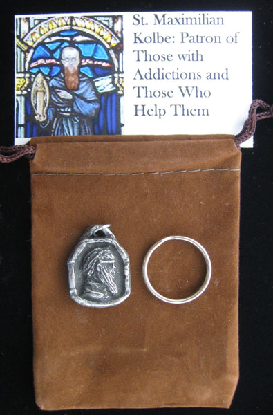 Handmade Medal of St. Maximilian Kolbe, Patron of Addicts, Those in Recovery, and Those Who Help Them